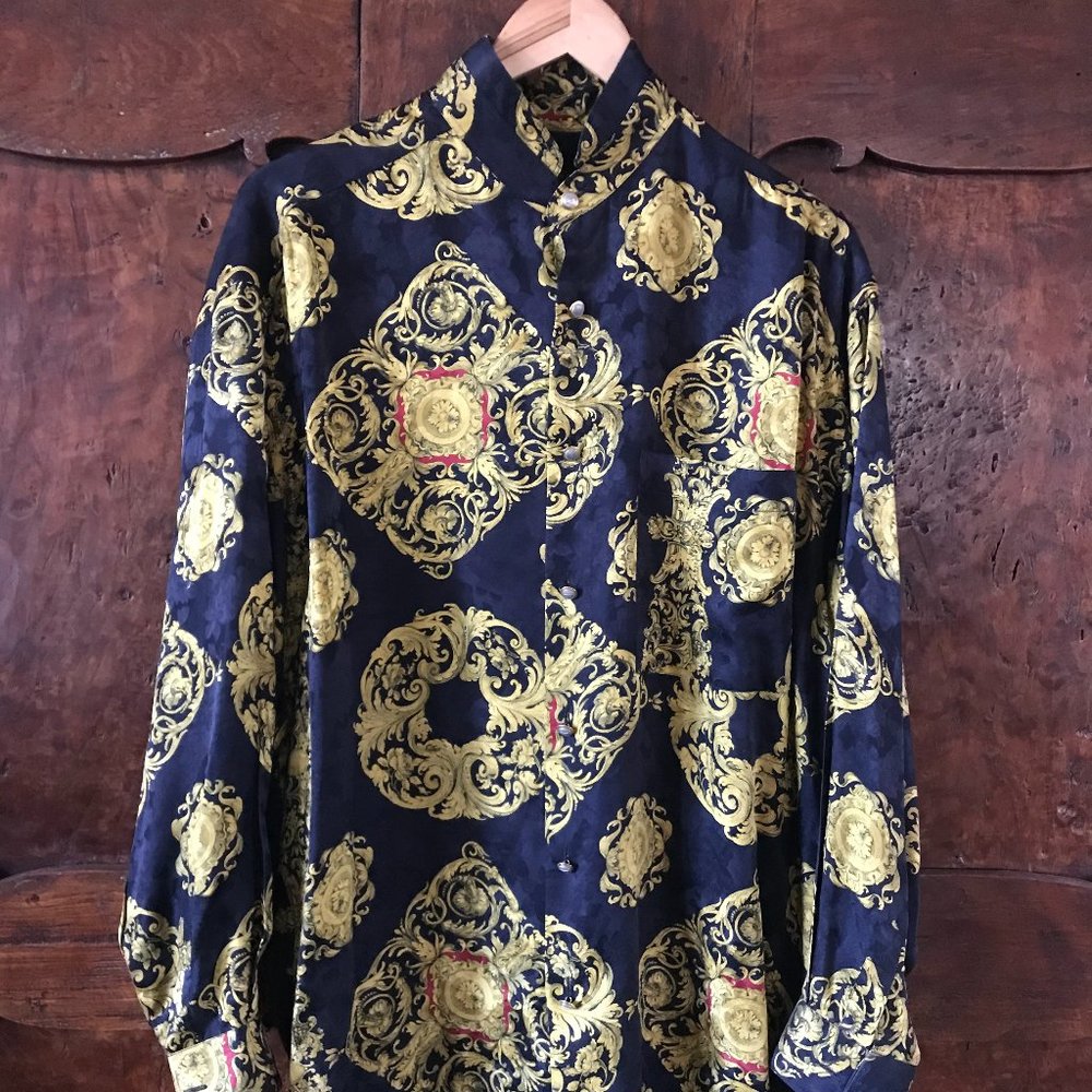 Bernini Mens Italian Silk Paisley button down vint